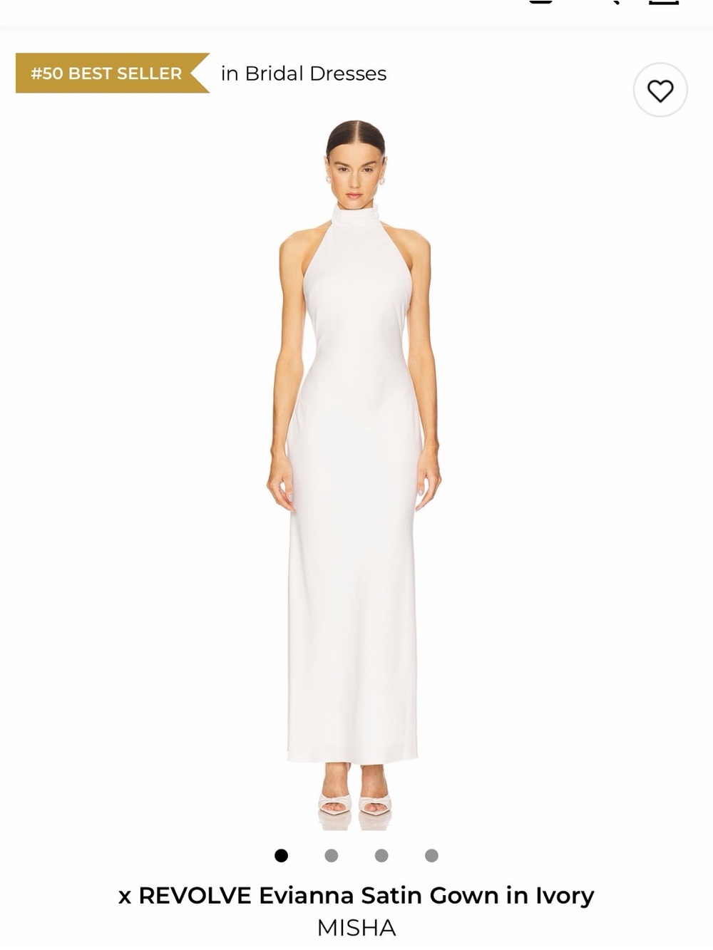 Mishka Evelina Halter Satin Maxi Gown in Ivory
